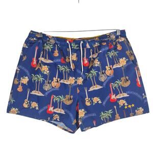 JOE BROWNS Navy Blue with Guitar/PalmTree Pattern Swim Shorts Mens Size 42-44